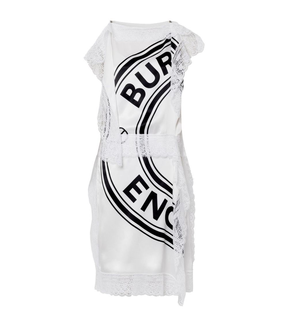 Silk Lace-Detail Logo Print Dress - 1