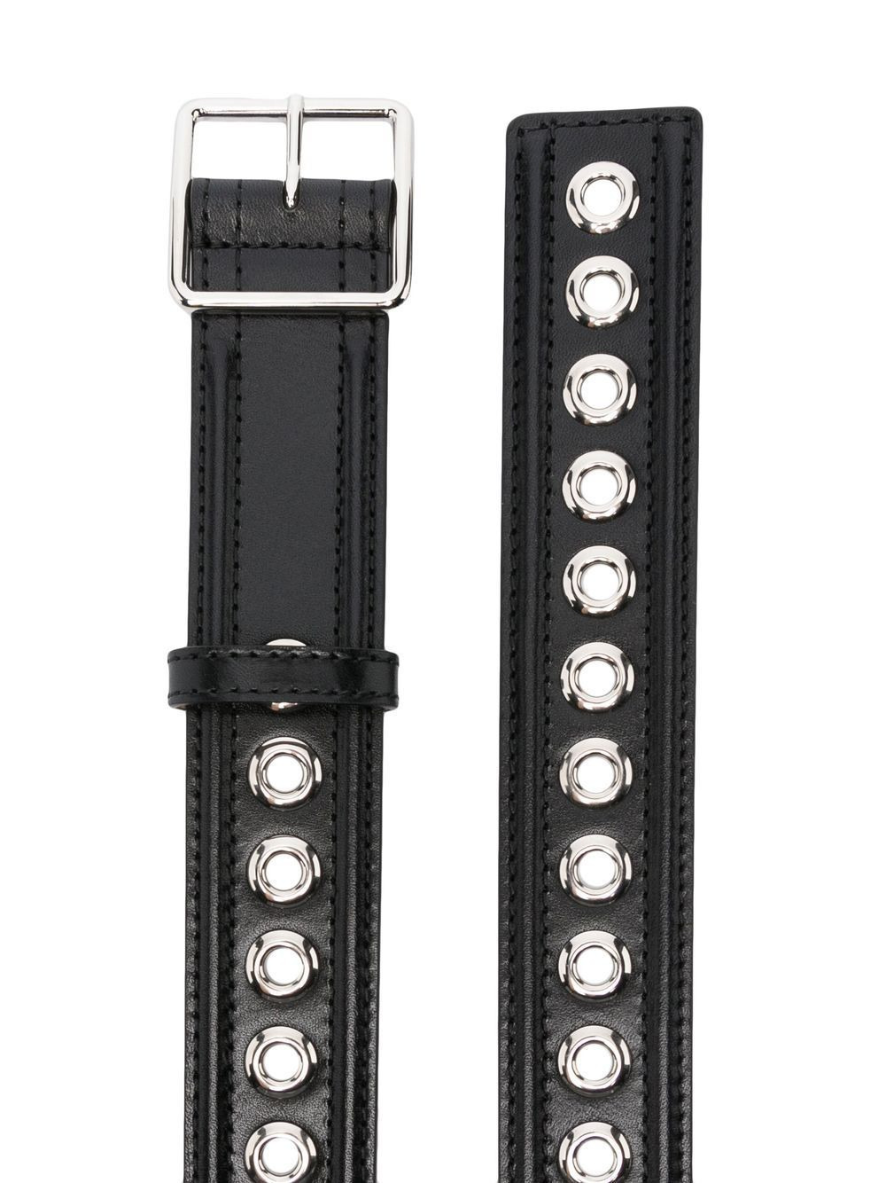 eyelet-detail leather belt - 2