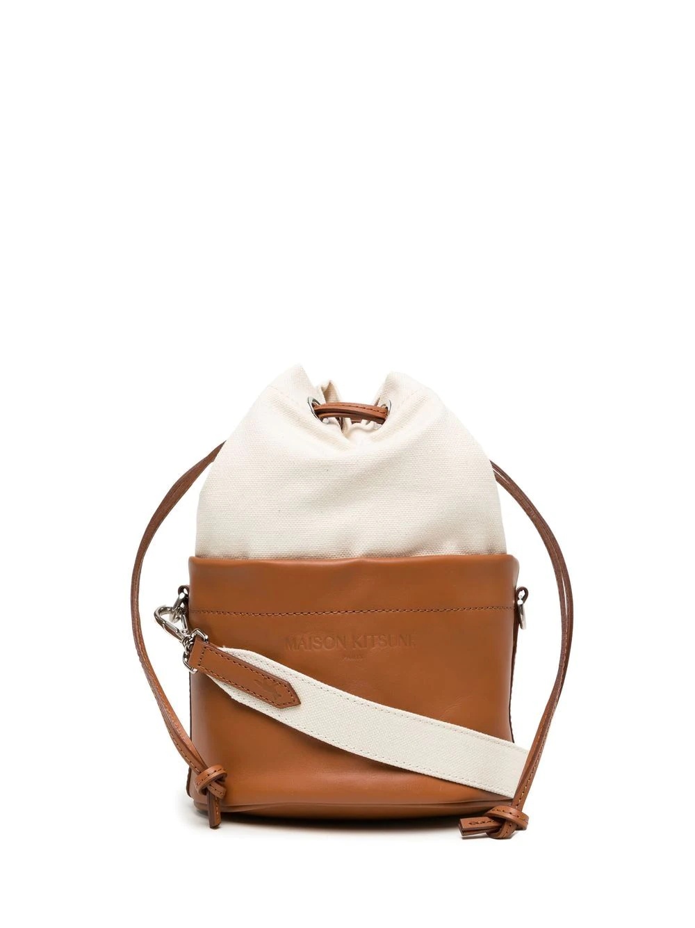 two-tone drawstring bucket bag - 1