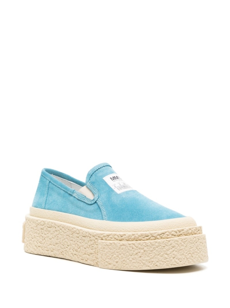 logo-patch suede flatform sneakers - 2