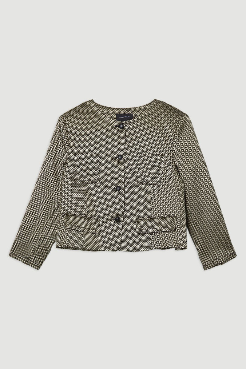 Plus Size Geo Jacquard Tailored Jacket 4