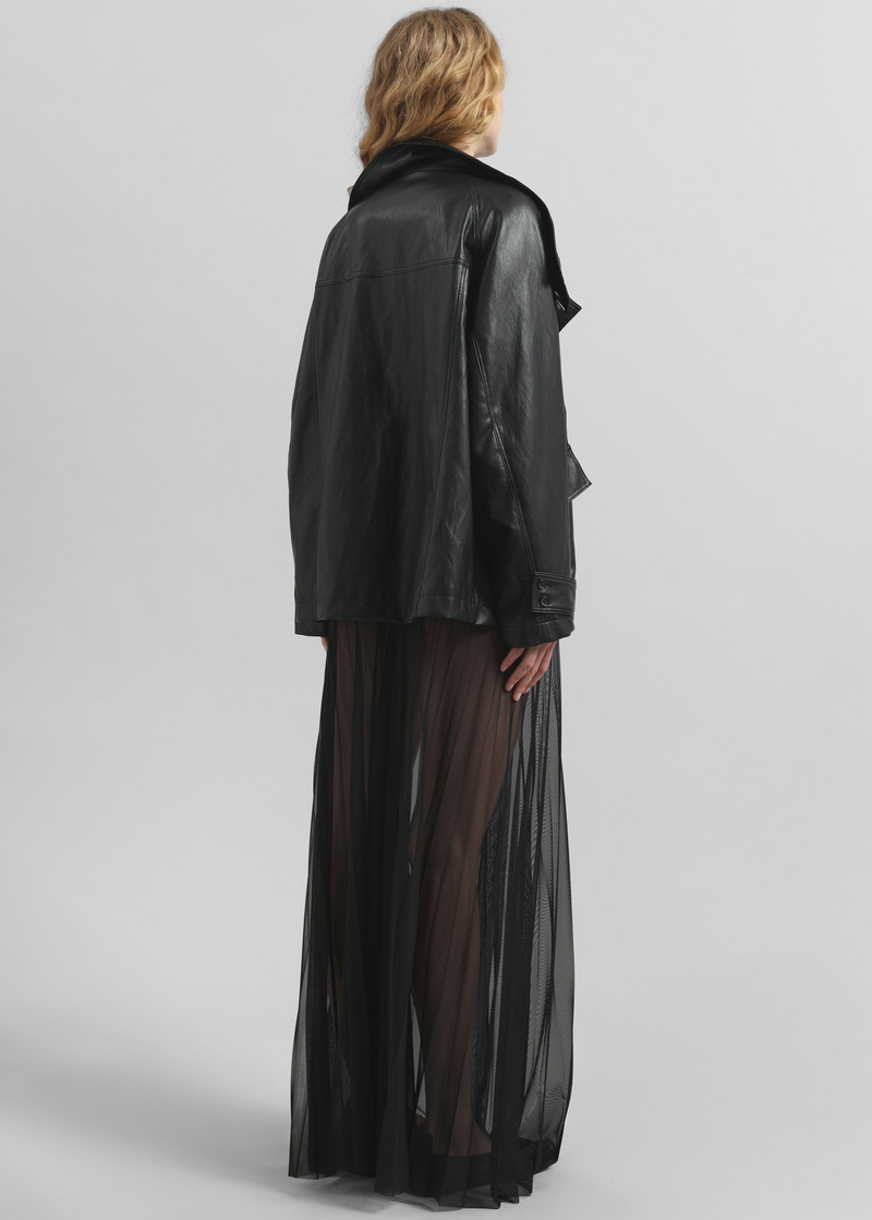 Amunta Faux Leather Trench Jacket - Black 9