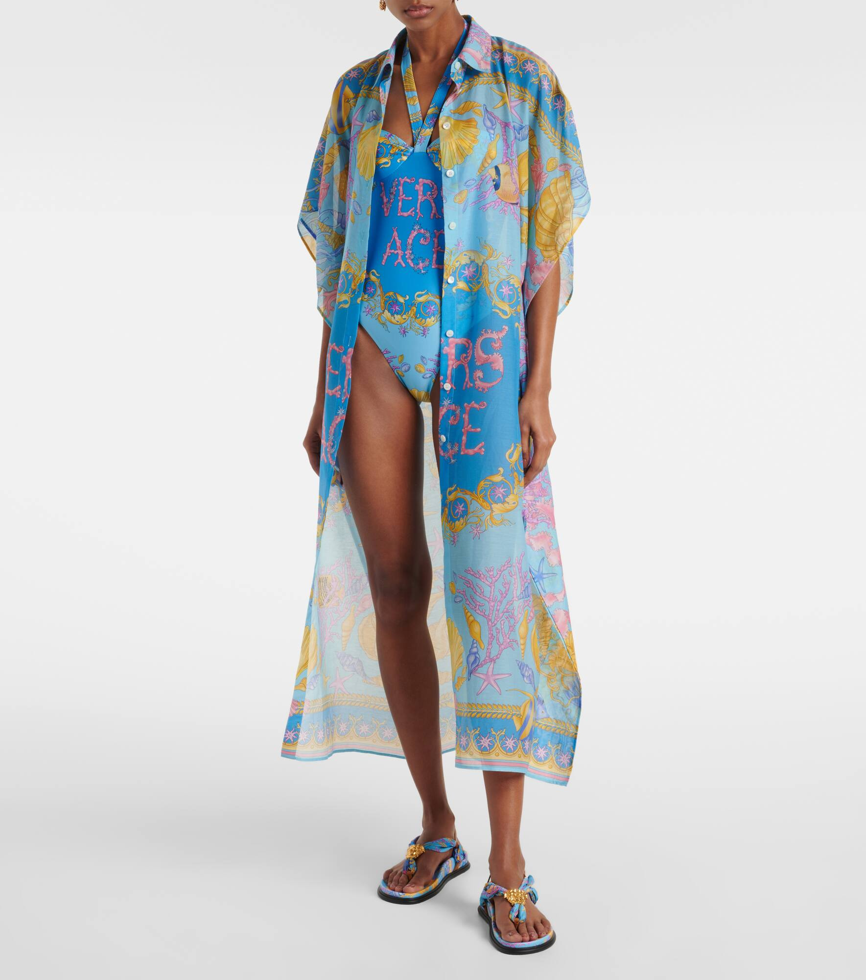 Underwater Barocco cotton and silk beach cover-up - 2