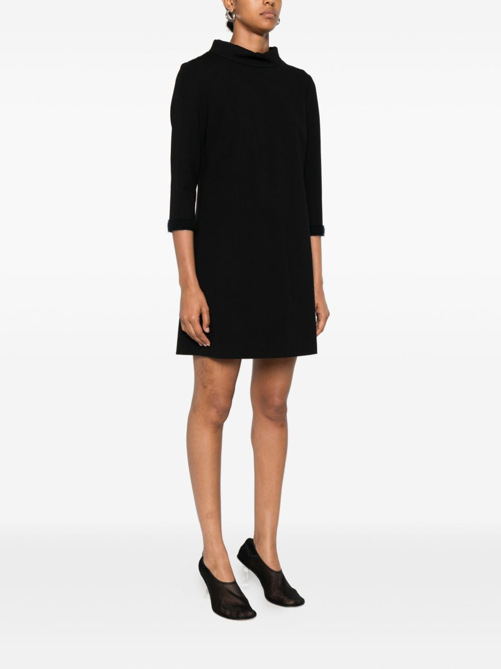trim-detail concealed-fastening mini dress - 3