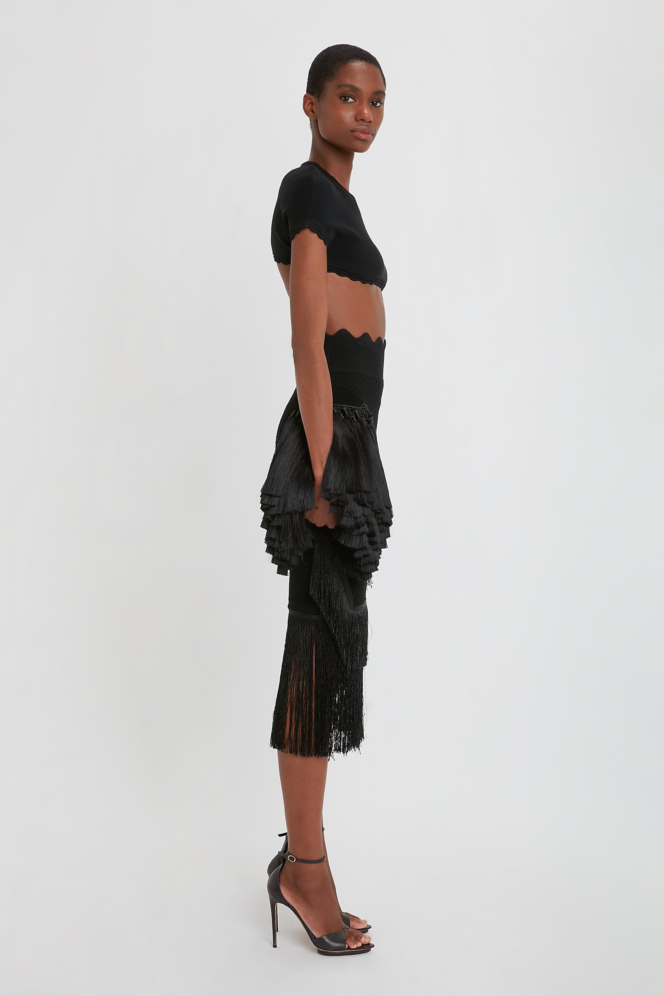 Crochet Patchwork Skirt In Black - 9
