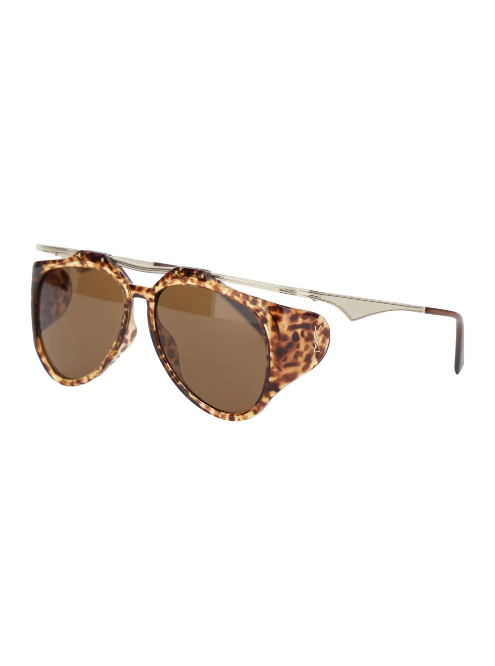Saint Laurent Women 'Amelia' Brown Sunglasses With Floating Frame And Tortoiseshell Print In Acetate - 1