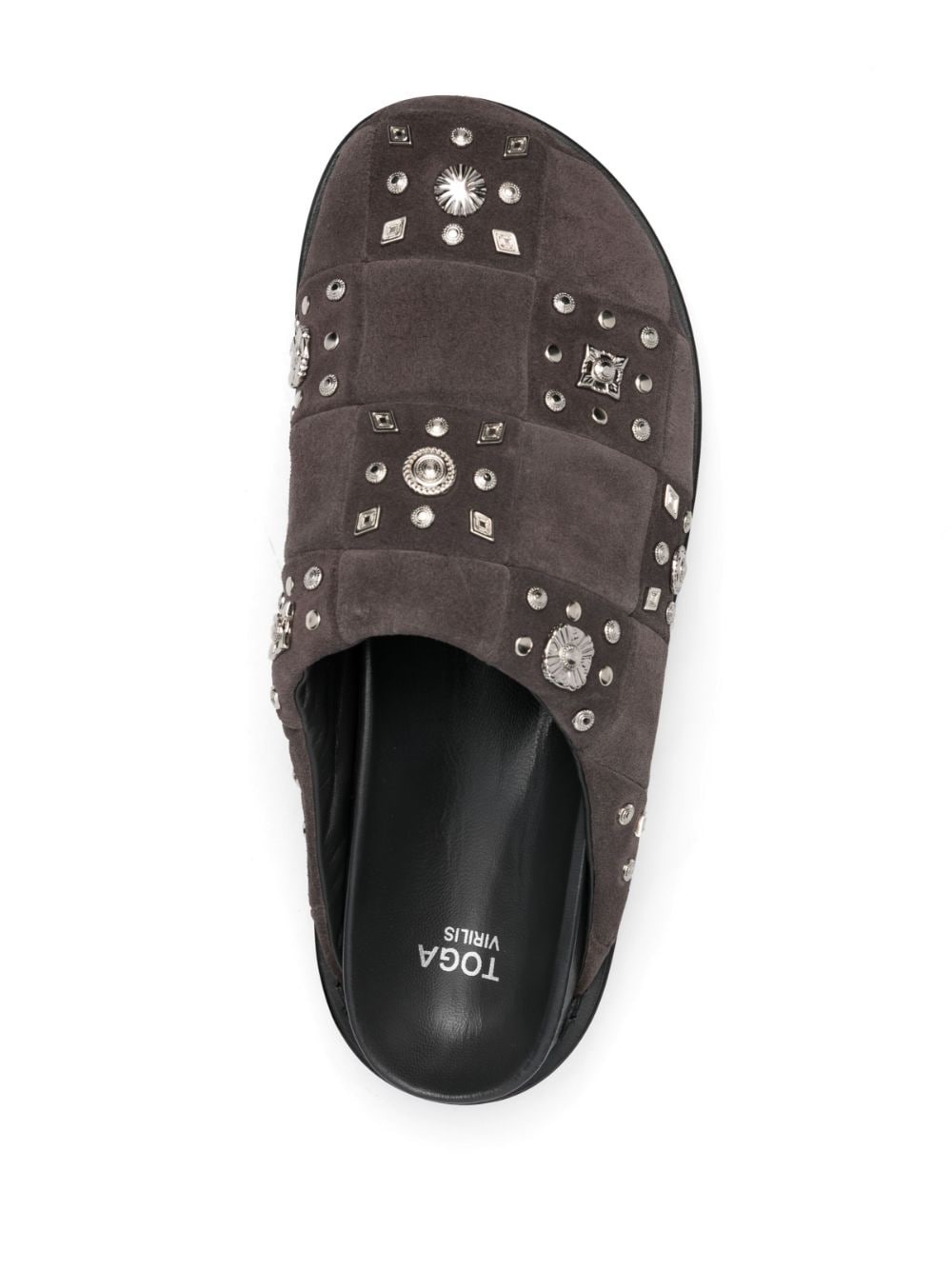 stud-embellished suede slippers - 4