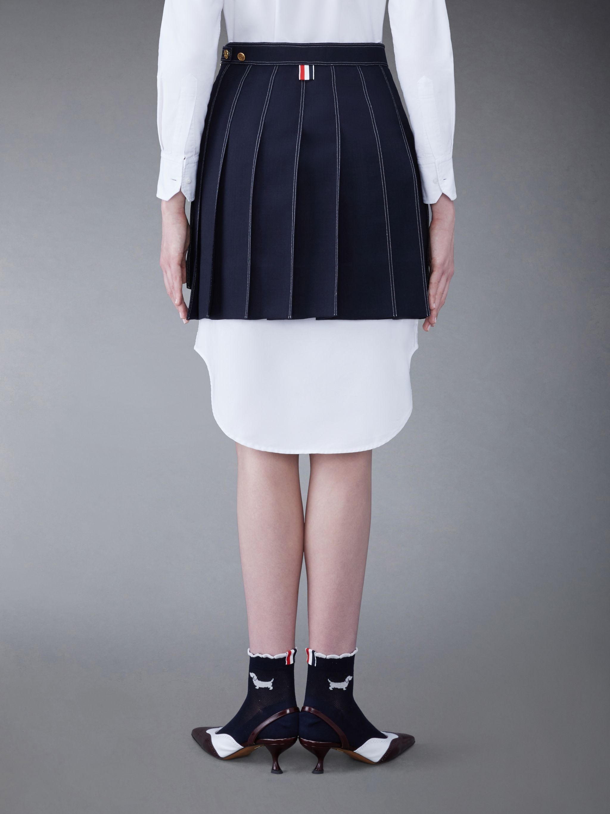 スカート THOM BROWNE MIDNIGHT BLUE WOOL SKIRT Thom Browne Wool skirt - Dark Blue - Women | FGC402V06146415