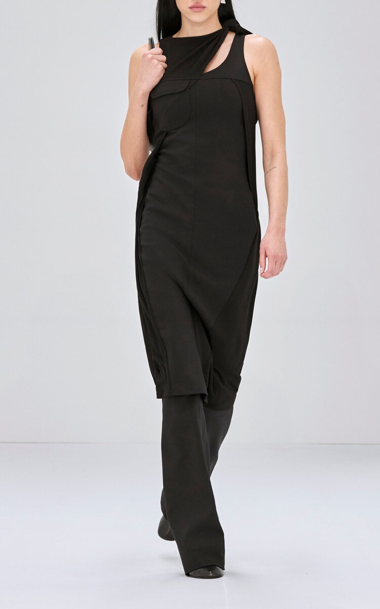 Knot Tailored Wool Maxi Dress black - 2
