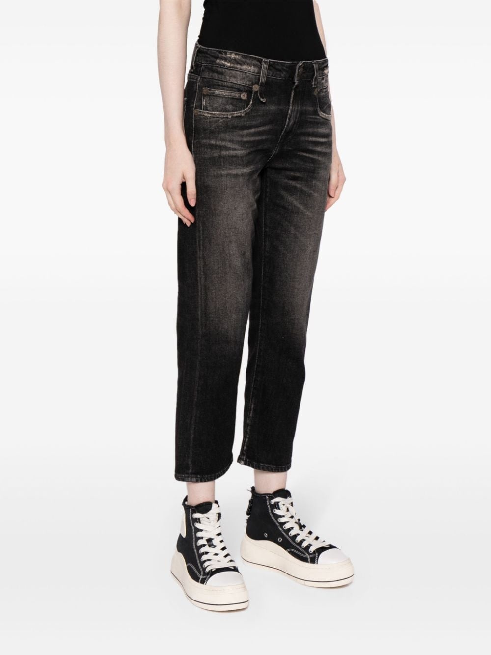 distressed-effect cropped jeans - 3