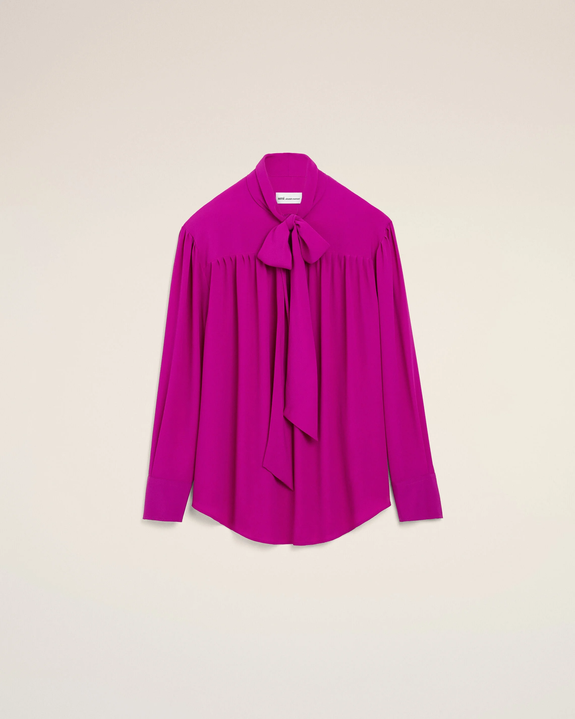PURPLE LAVALLIERE SILK-BLEND BLOUSE - 1