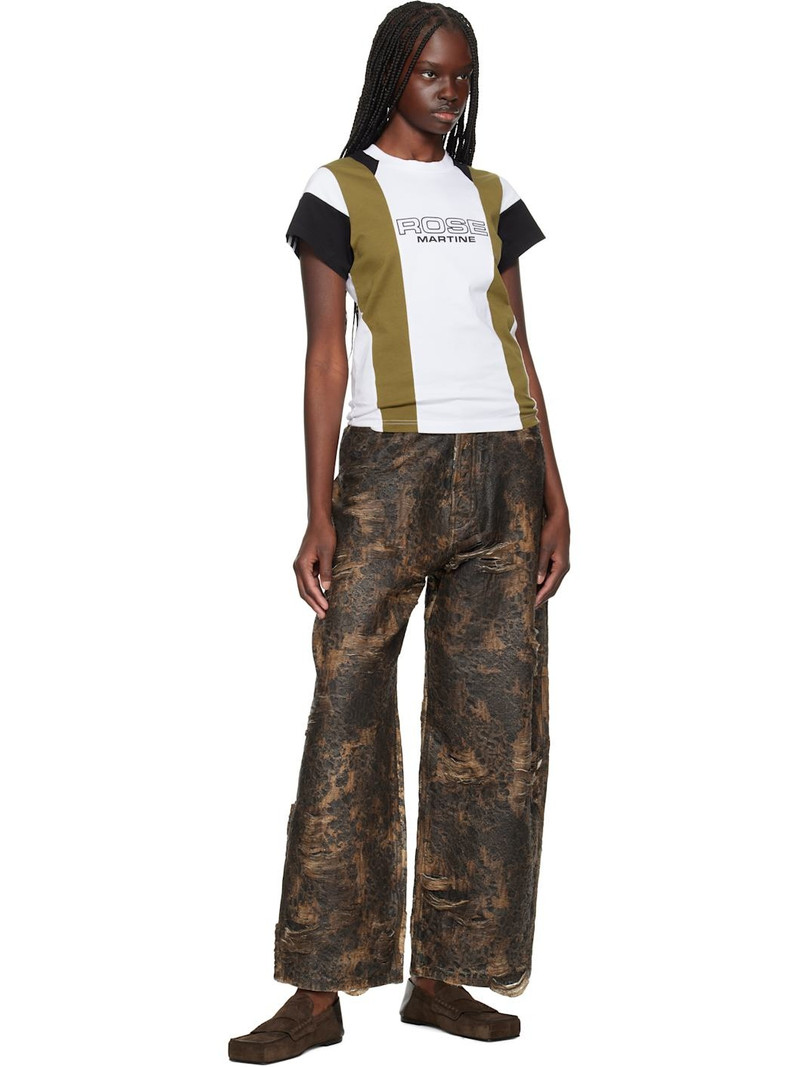 Martine Rose White & Green Shrunken Paneled T-shirt outlook