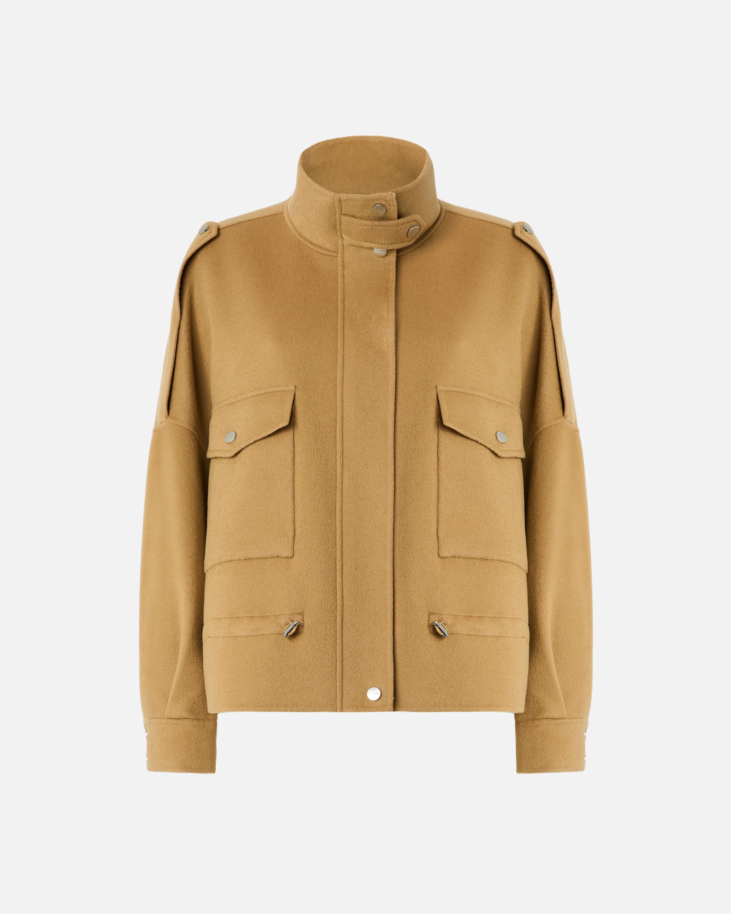 DOUBLE CLOTH PEA COAT WITH HIGH COLLAR - 1