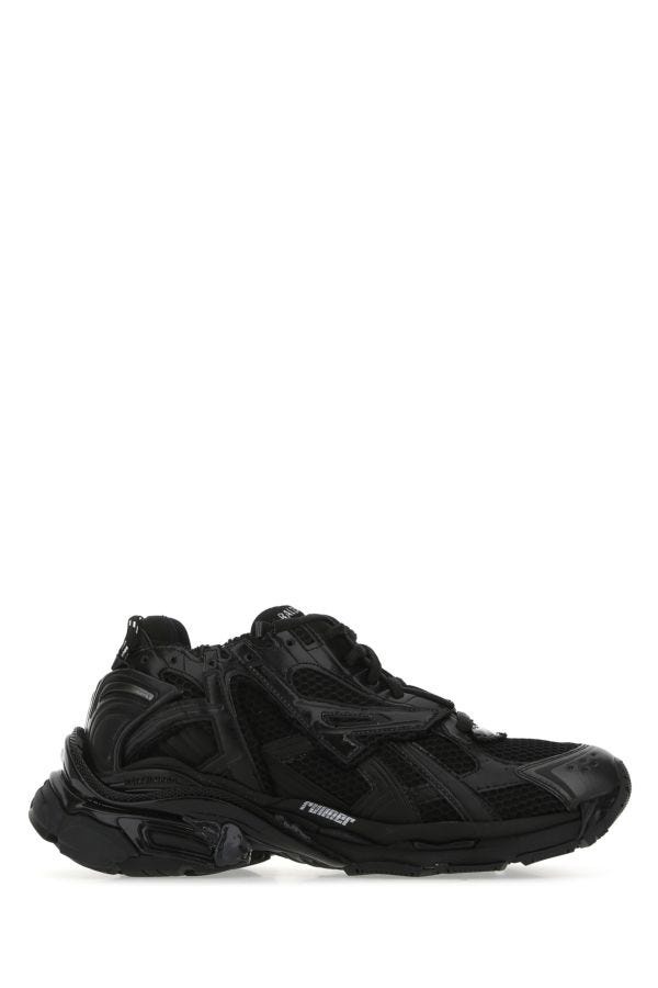 Black mesh and rubber Runner sneakers - 1