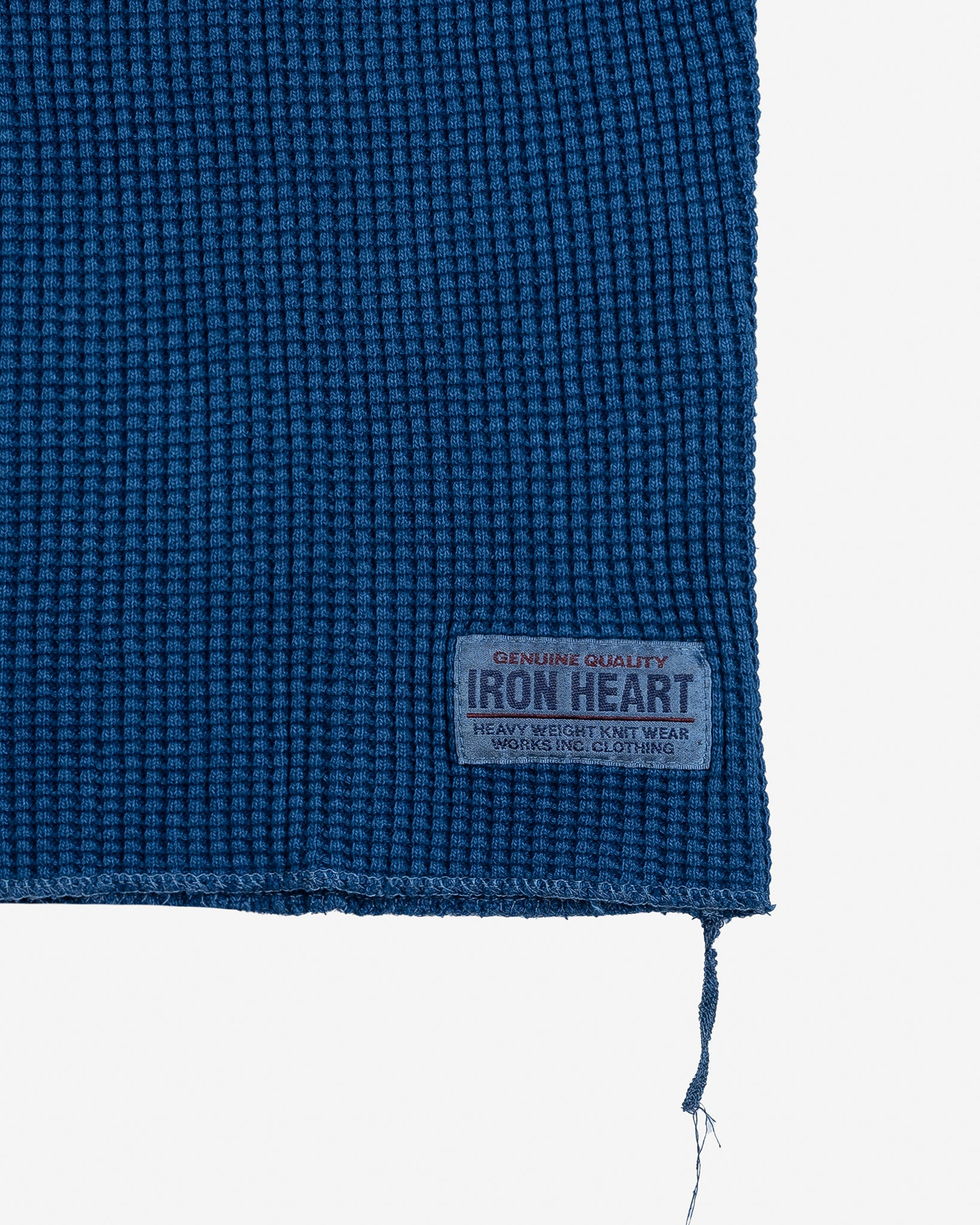 IHTL-1301-IND Waffle Knit Long Sleeved Crew Neck Thermal Top - Indigo Dyed - 9