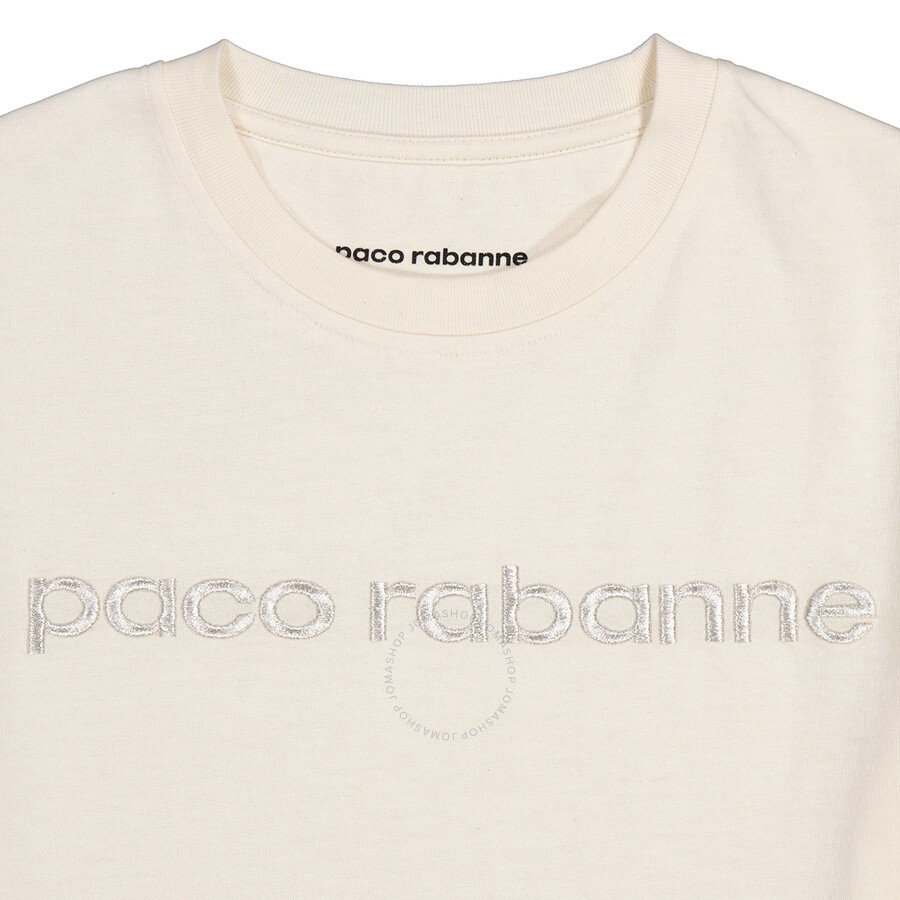 Rabanne Ladies Nude Logo-Embroidered Cropped T-Shirt - 7