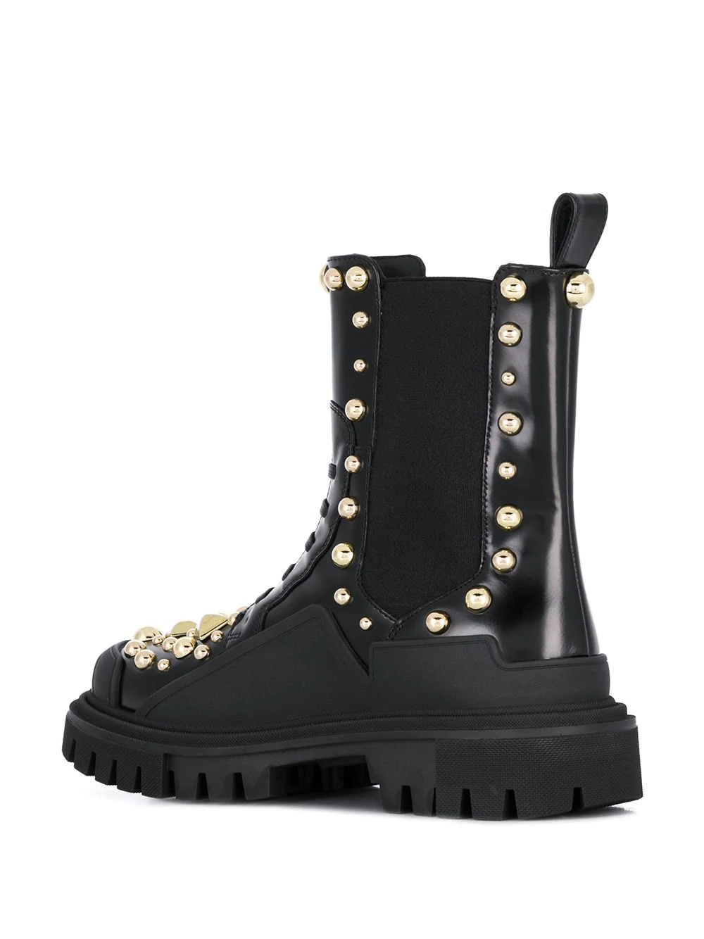 studded embroidery combat boots - 3