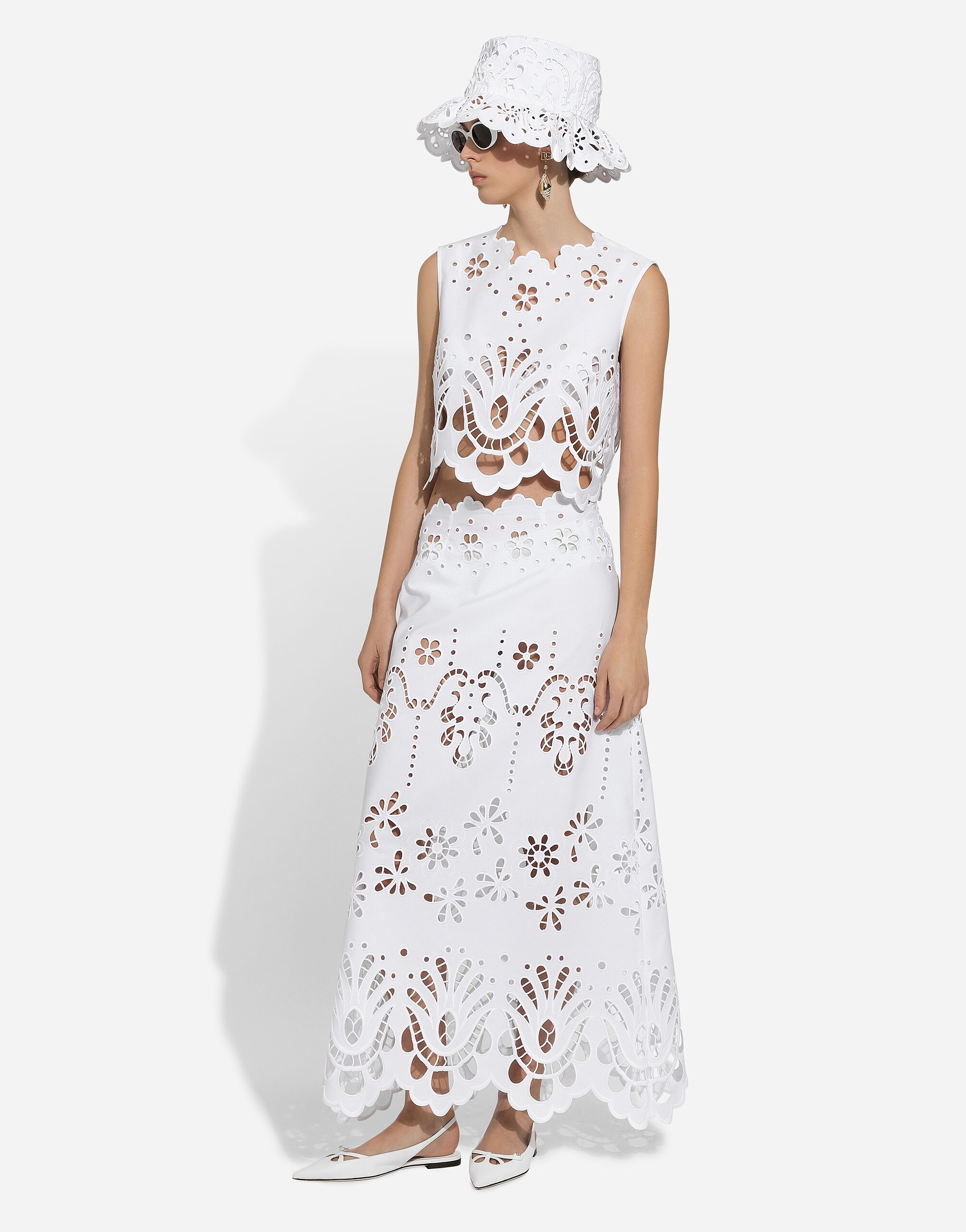 Cotton calf-length skirt with cut-out detailing - 6