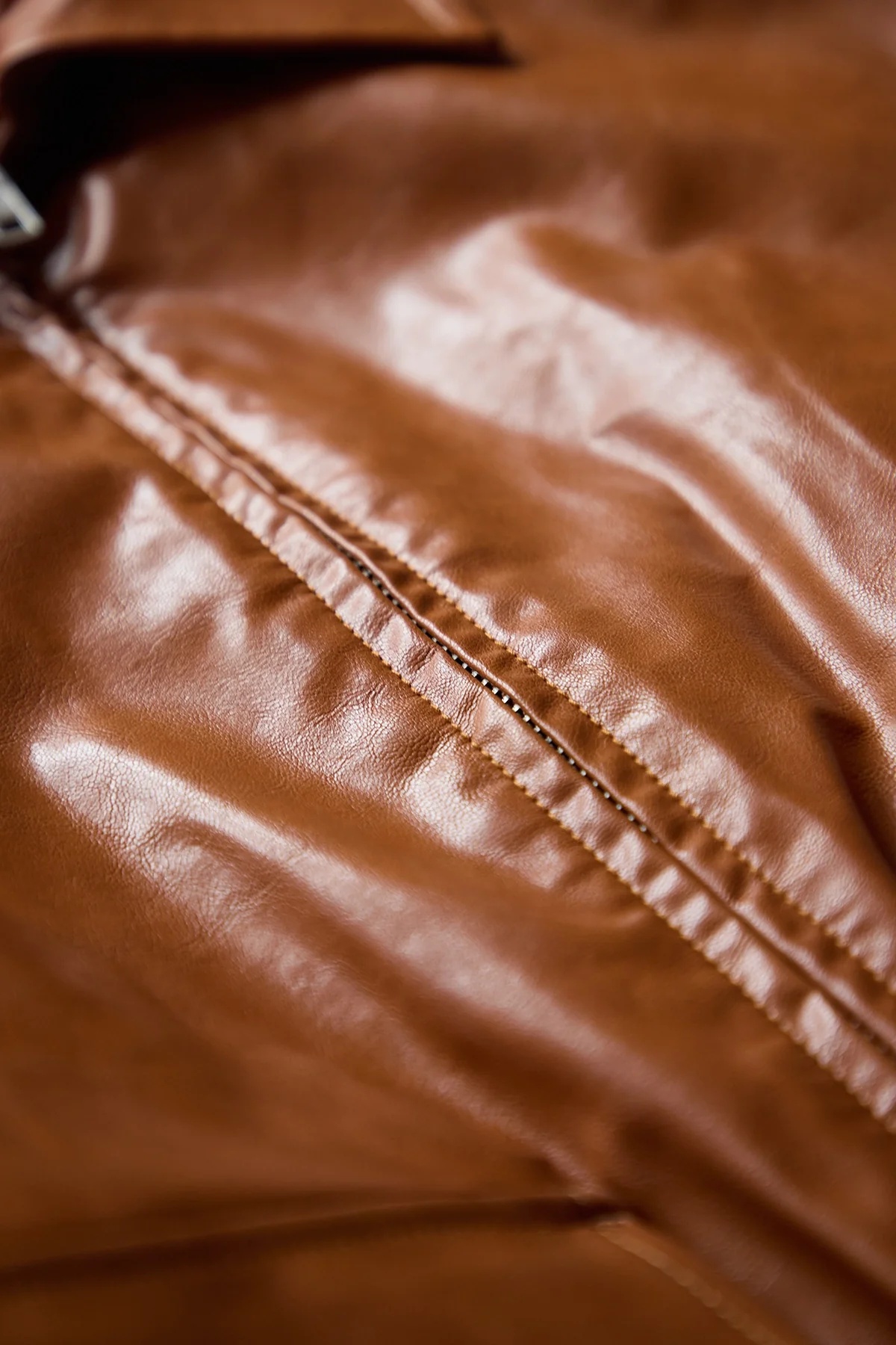 MM6 Faux Leather Aviator Bomber Jacket Caramel - 3
