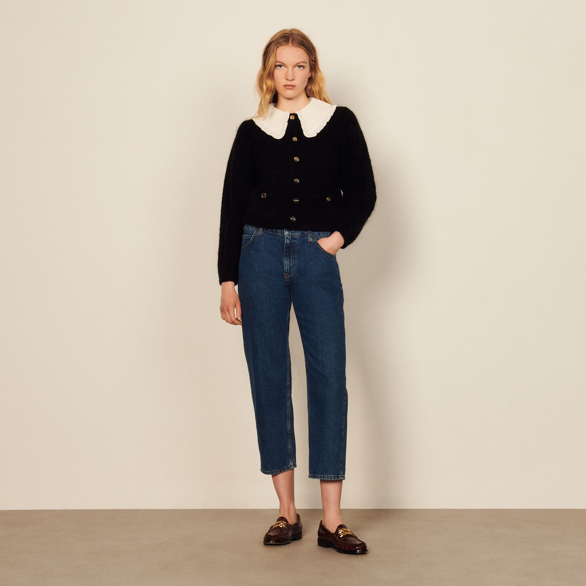 Cardigan with detachable collar - 6
