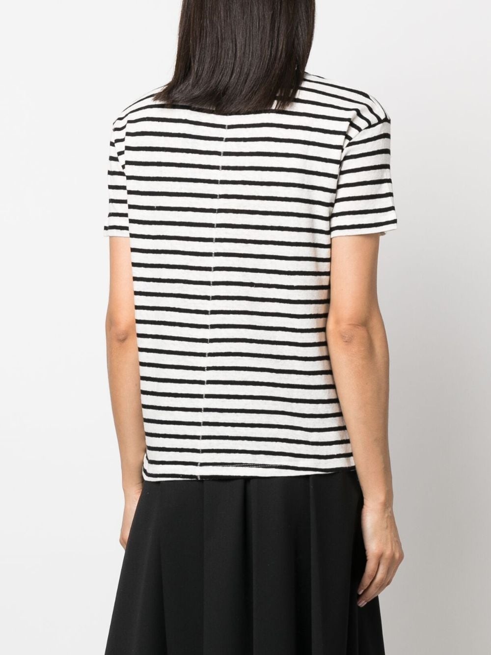 striped V-neck T-shirt - 4