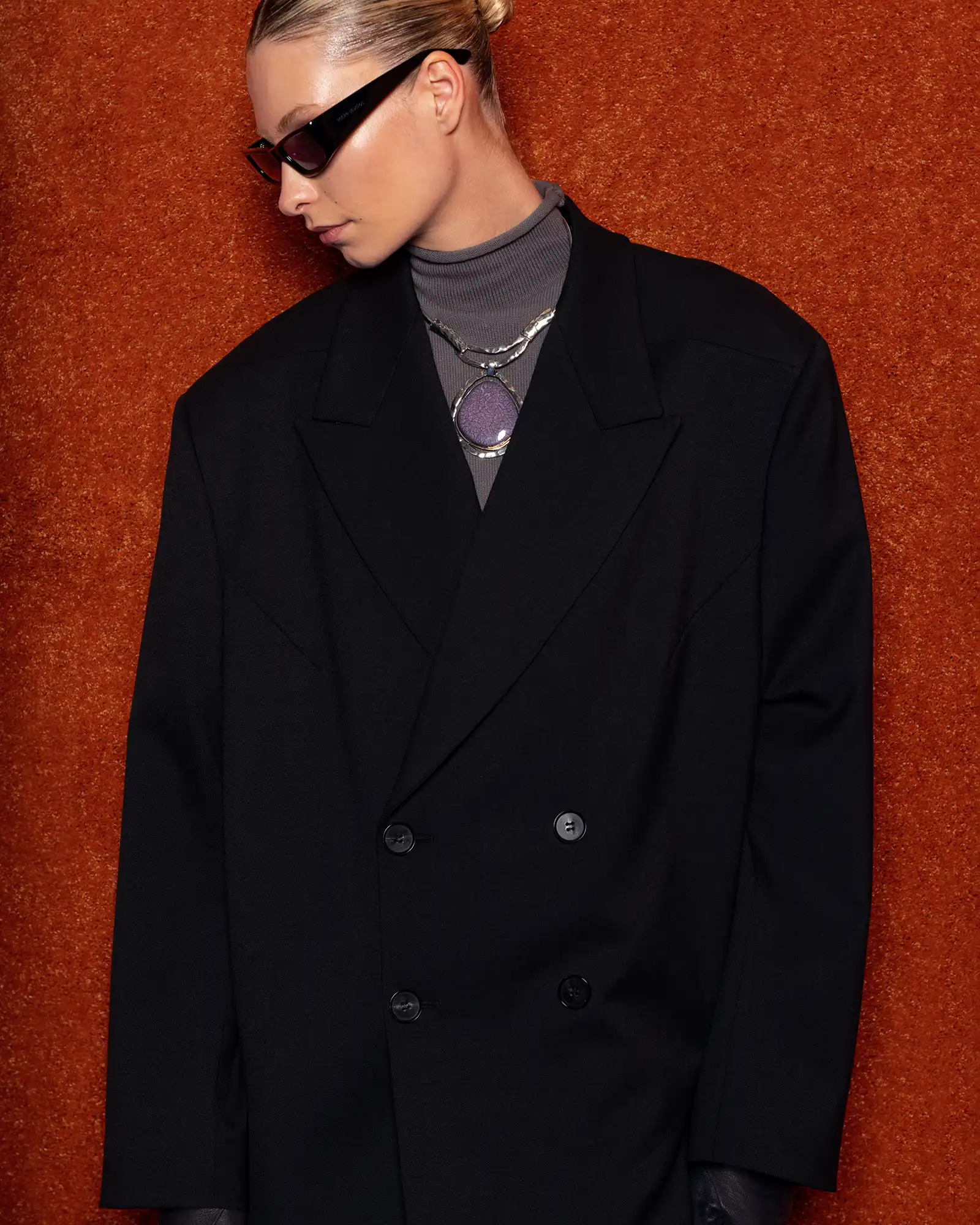 DOUBLE BREASTED BLAZER BLACK - 4