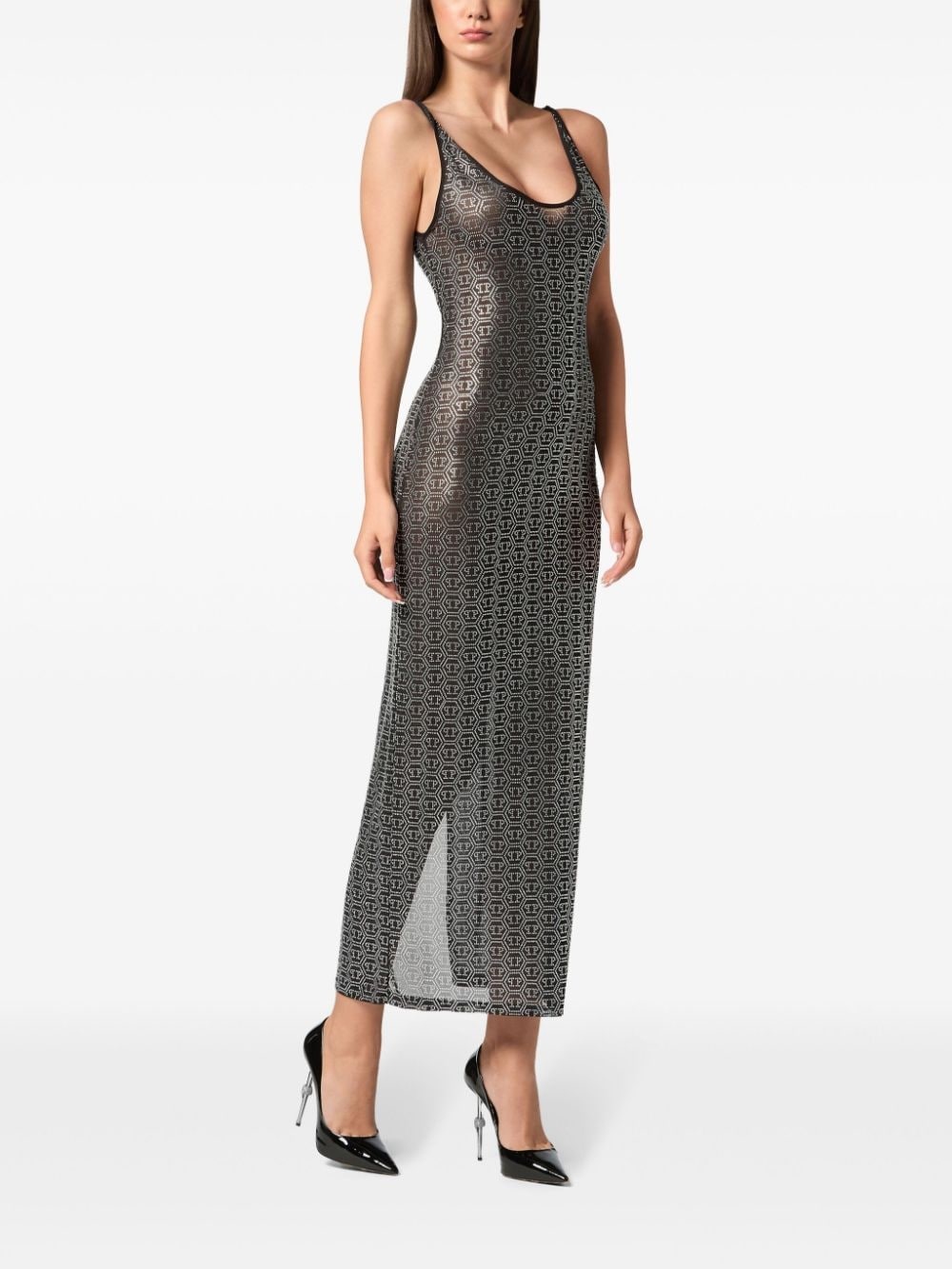 crystal-monogram maxi dress - 2