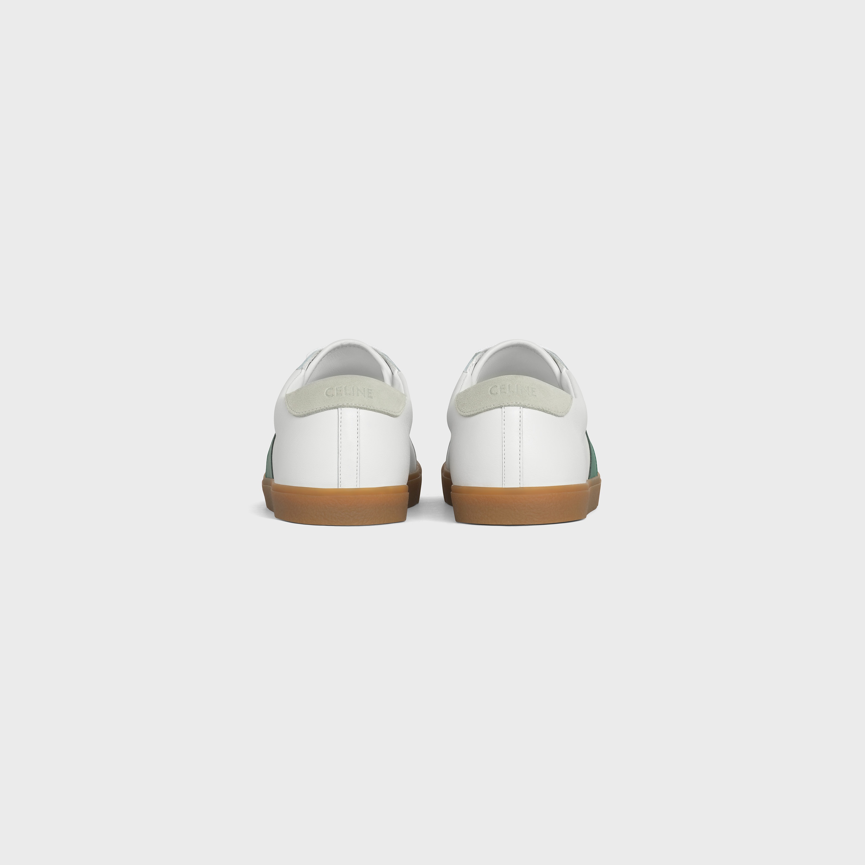 CELINE TRIOMPHE LOW LACE-UP SNEAKER PLAIN LOGO IN CALFSKIN AND SUEDE CALFSKIN - 3