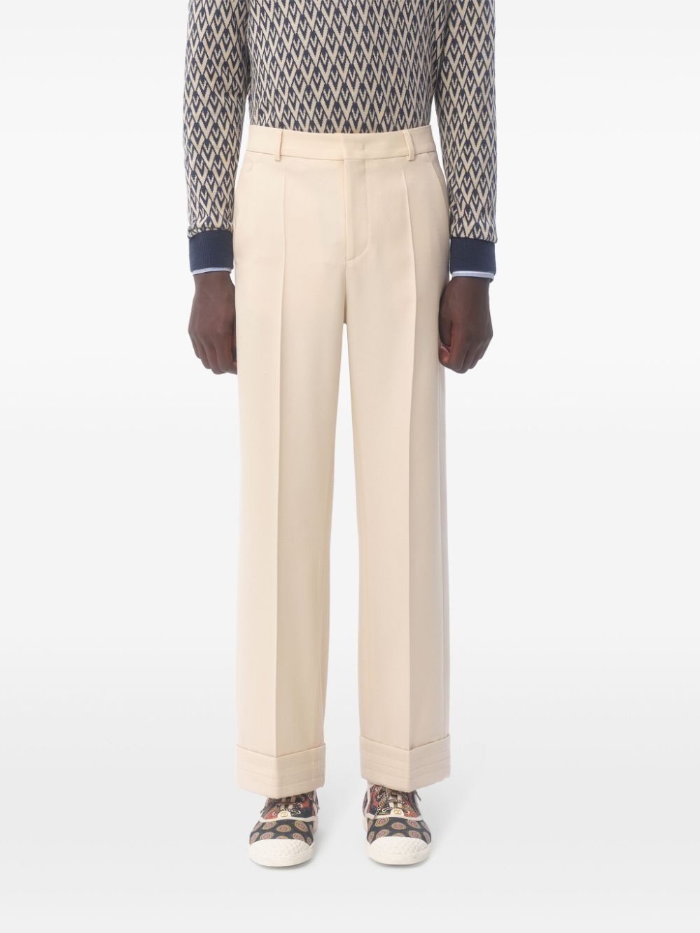 turn-up gabardine trousers - 3