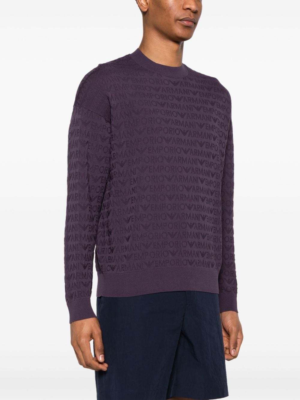 logo-jacquard cotton jumper - 3