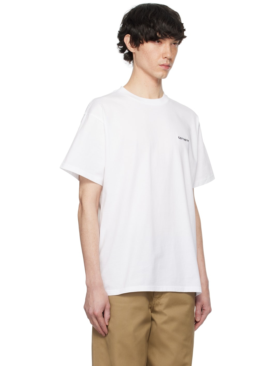 White Script Embroidery T-shirt - 2