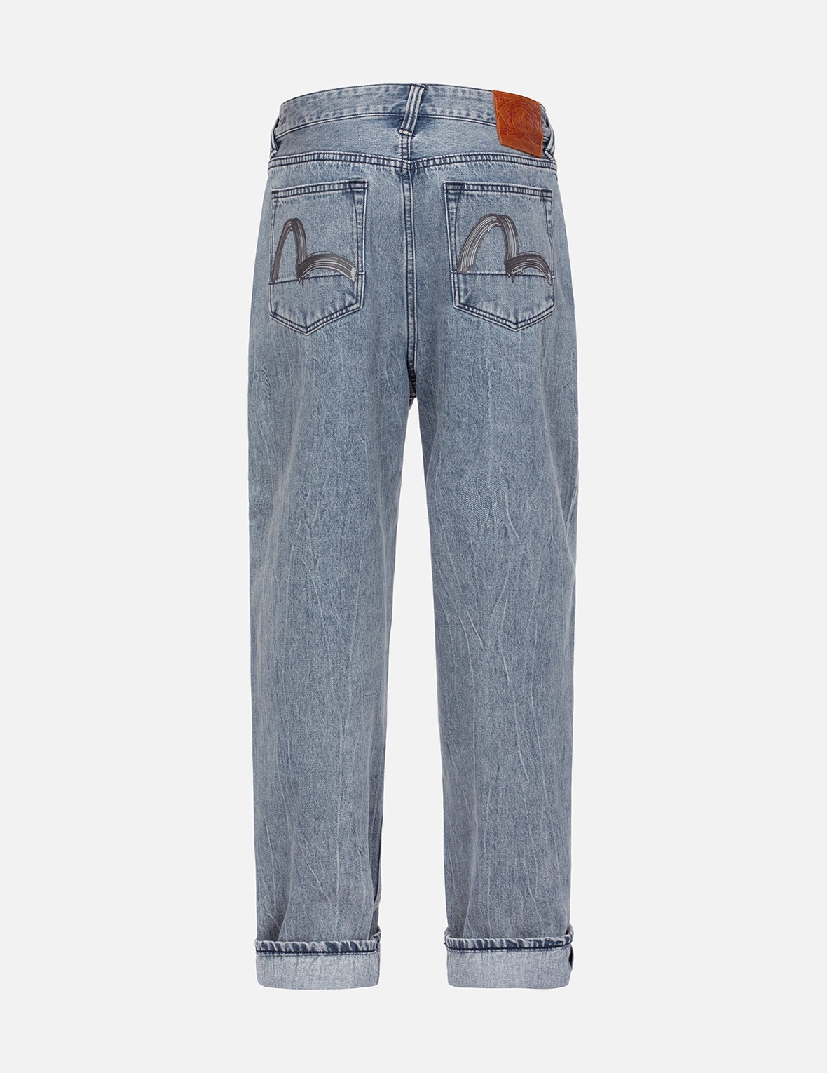 BRUSH SEAGULL PRINT FASHION LOOSE FIT JEANS - 2