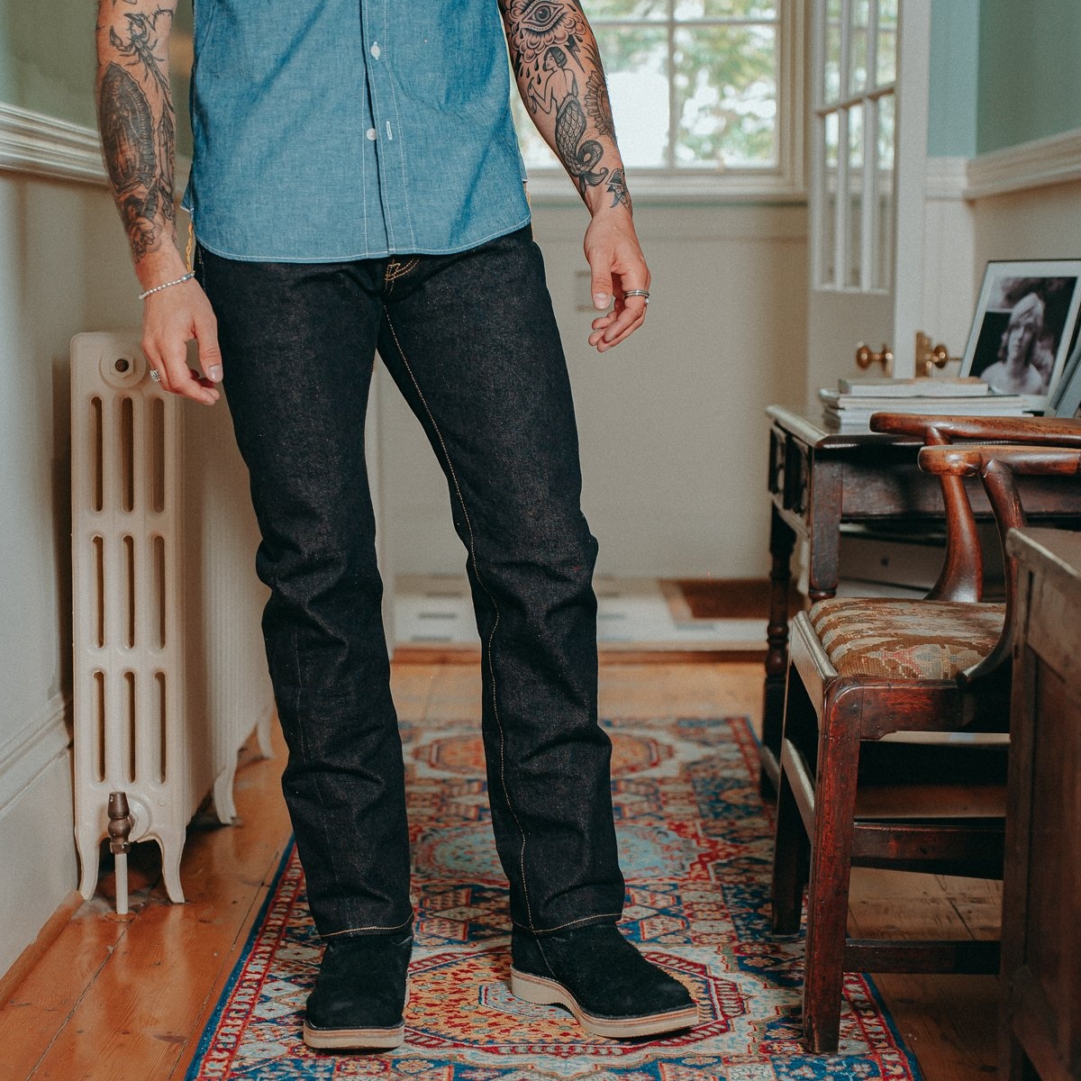 IH-888S-19L 19oz Left Hand Twill Selvedge Denim Medium/High Rise Tapered Cut Jeans - Indigo - 4