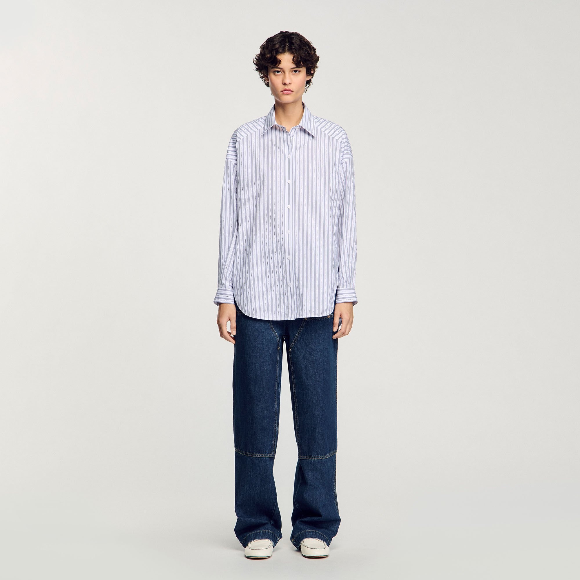 STRIPED RHINESTONE SHIRT - 2