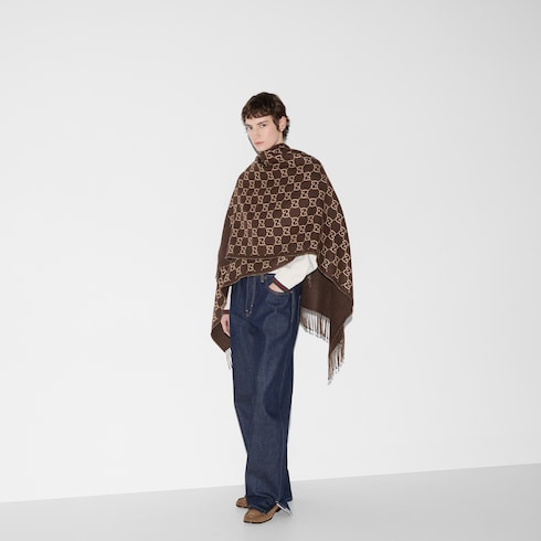 GG wool jacquard cape - 3