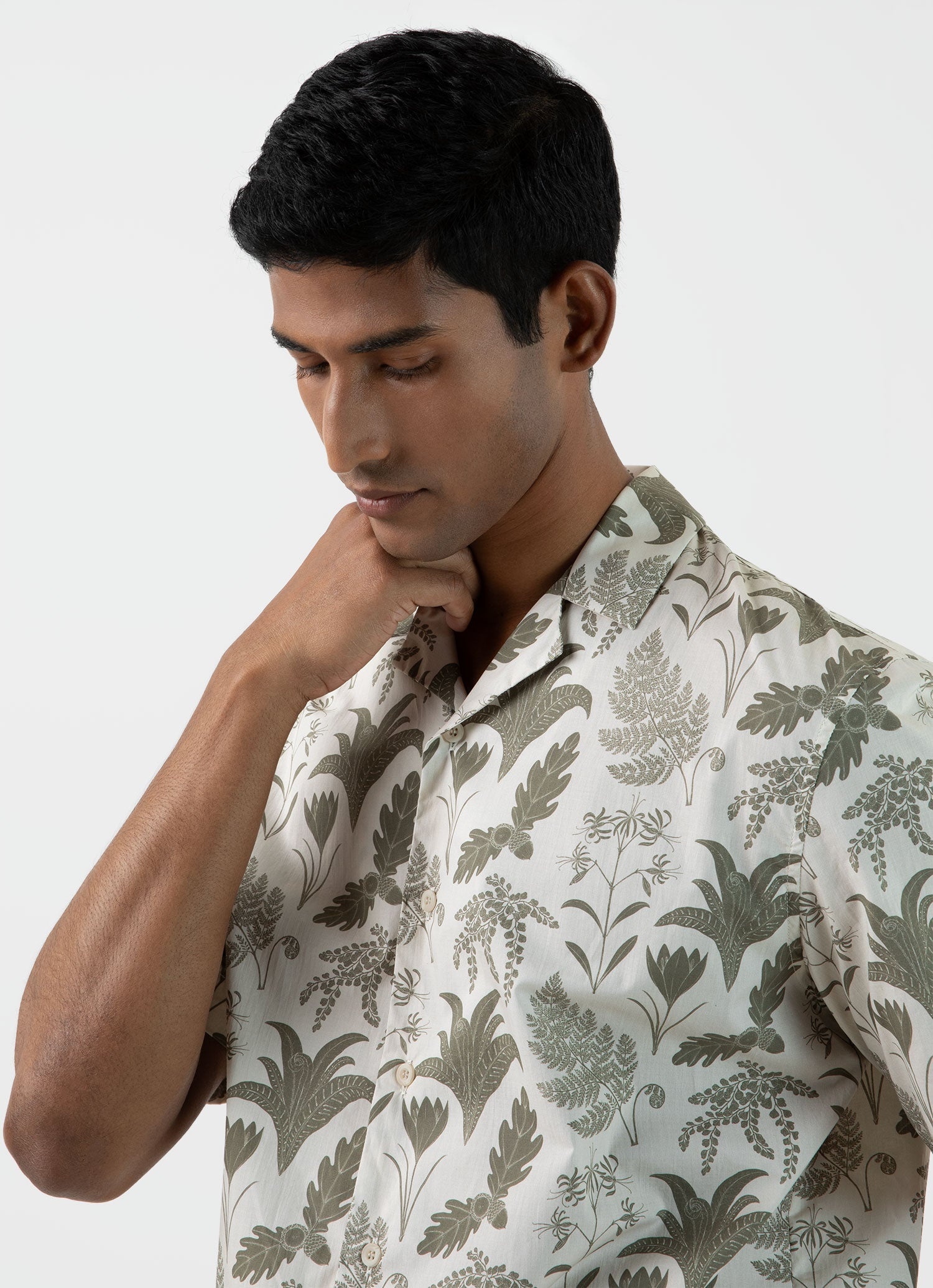 Leaf Print Camp Collar Shirt - 6