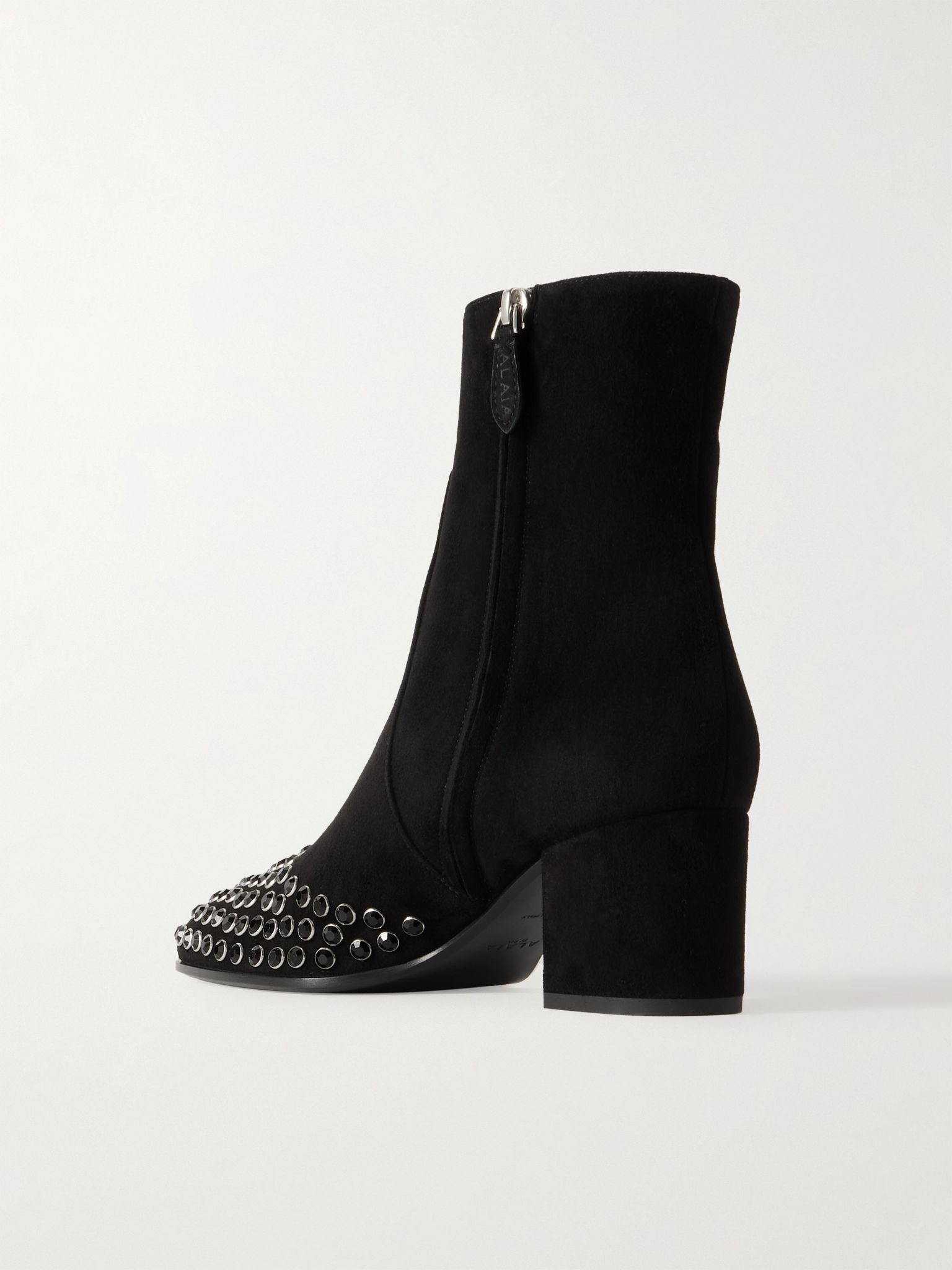 Crystal-embellished suede ankle boots Black - 3