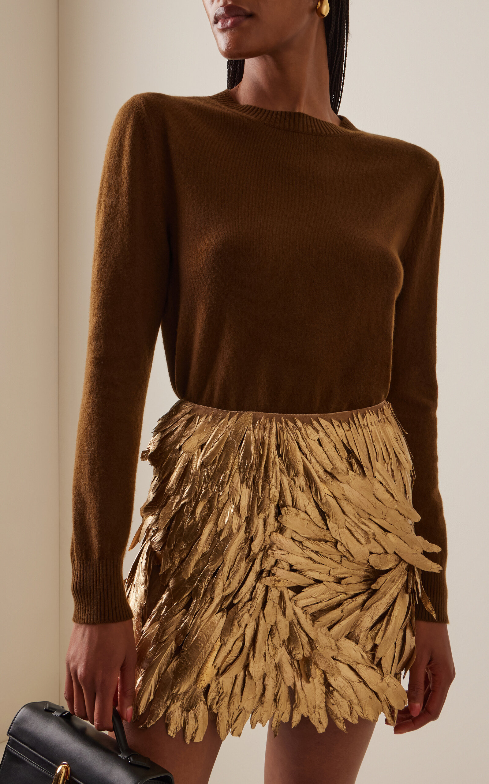 Scarf-Detailed Cashmere Sweater brown - 5
