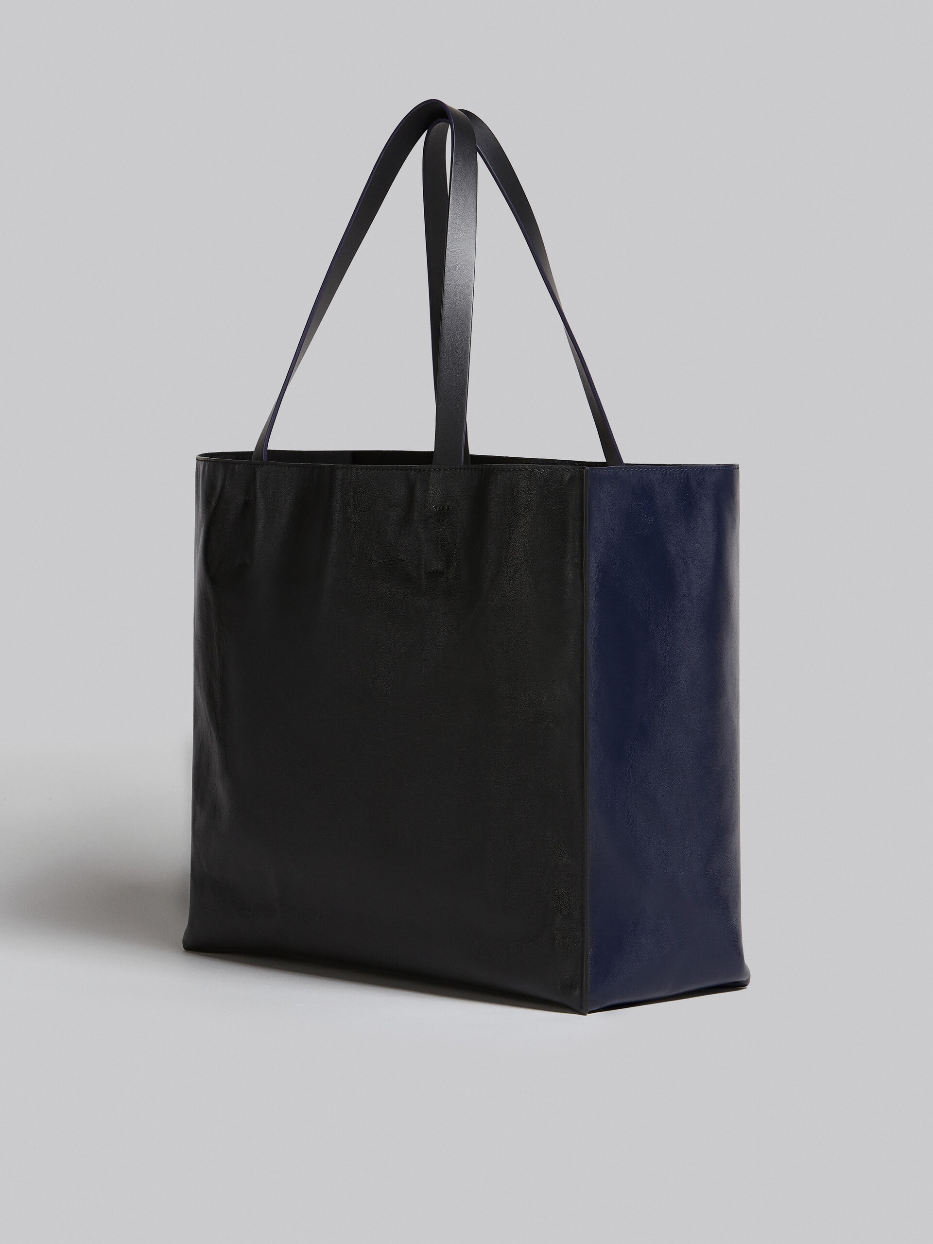 Marni MUSEO SOFT BAG IN BLUE AND BLACK LEATHER | REVERSIBLE