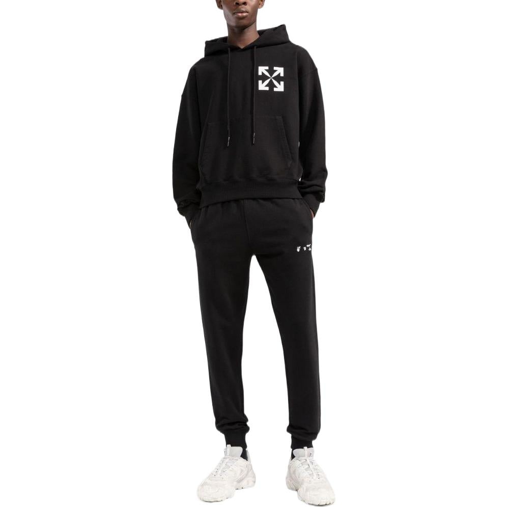 Off-White Arrows Logo-Print Cotton Hoodie 'Black' OMBB037C99FLE0081001 - 2