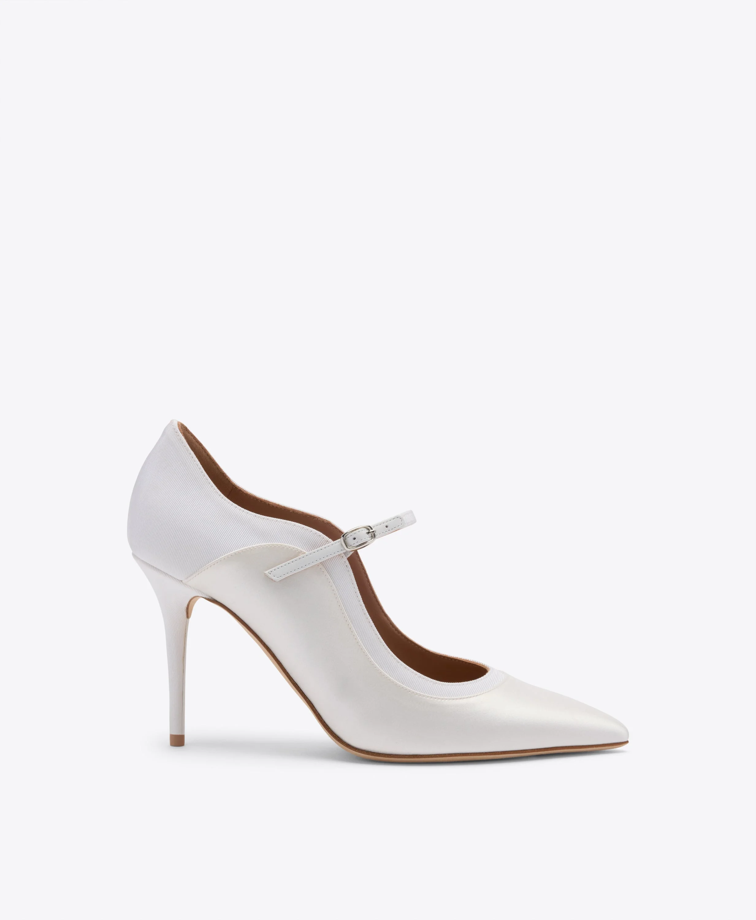 Corina 85 White Satin Heeled Pumps - 1