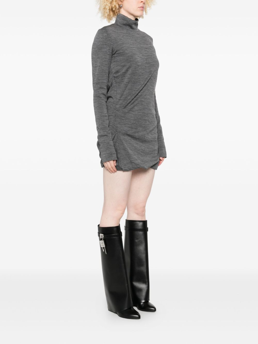 turtleneck gathered dress - 3