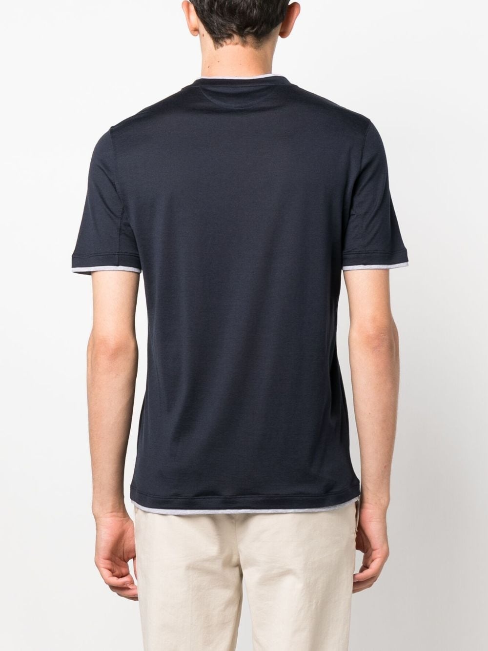 round-neck silk-cotton T-shirt - 4