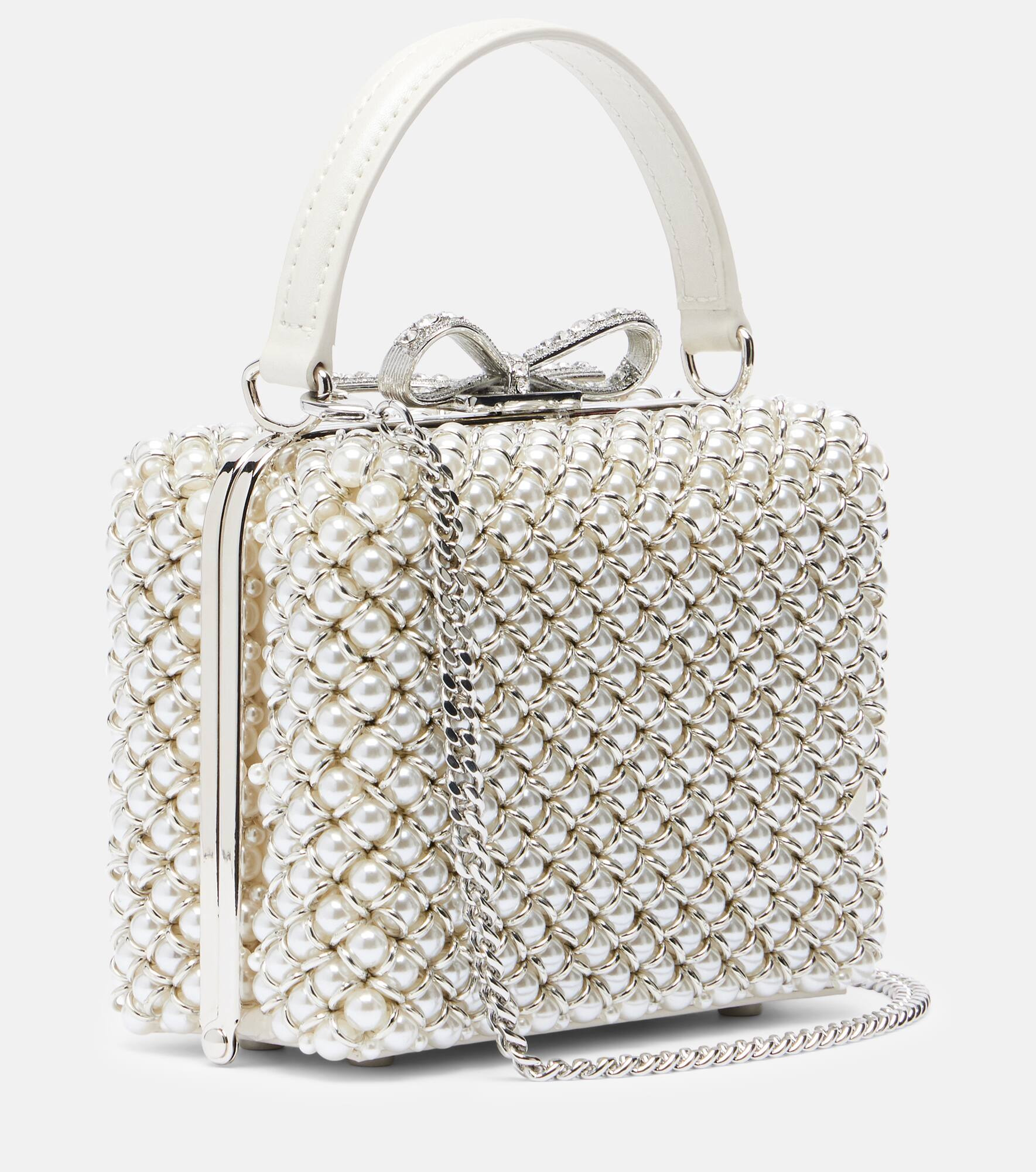 Micro faux pearls-embellished clutch - 4