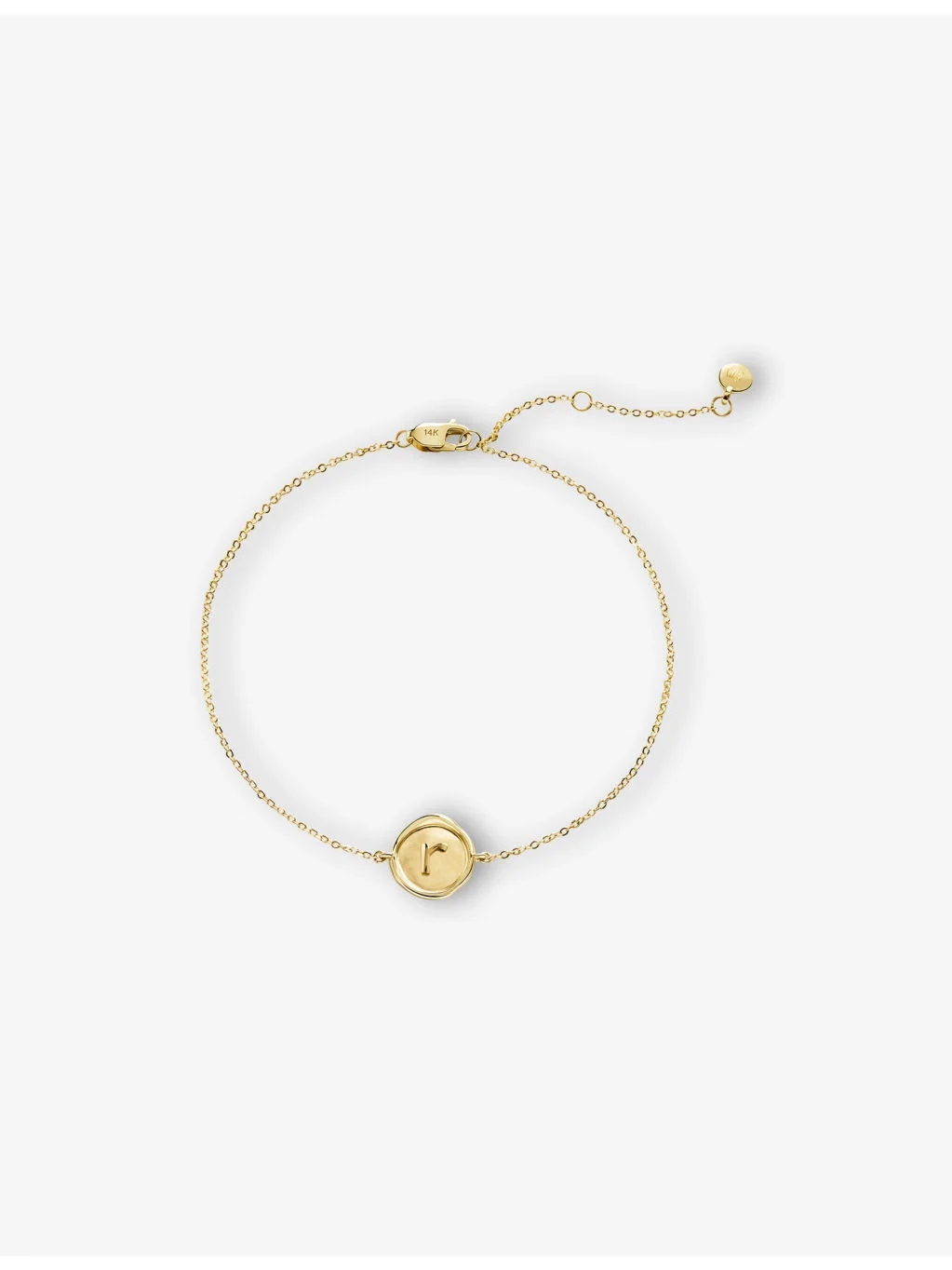 Mini Initial R Stamp 14ct Yellow-Gold Bracelet - 1