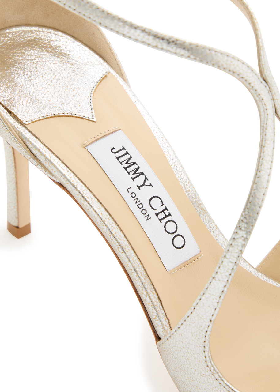 Jimmy Choo Azia 75 Metallic Leather Sandals - 4