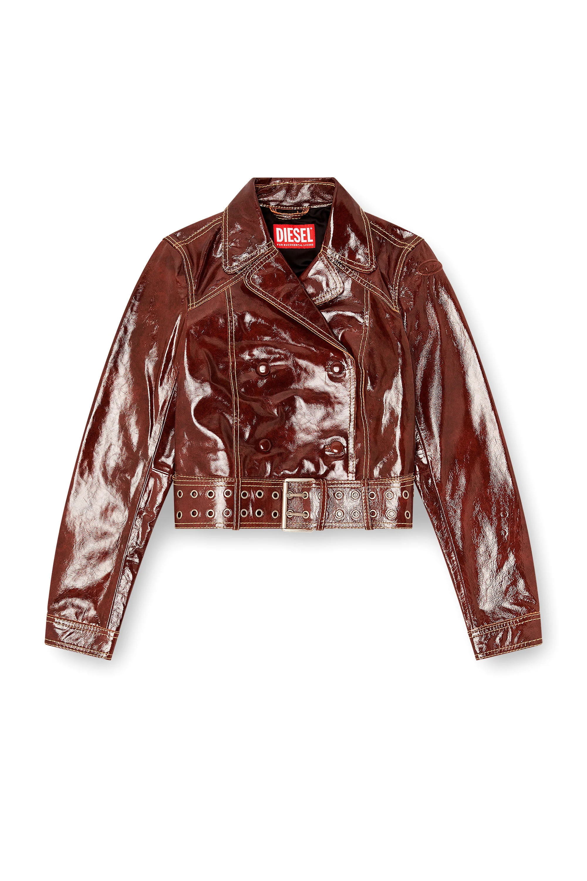 PATENT-LEATHER JACKET WITH LARGE BELT - 1