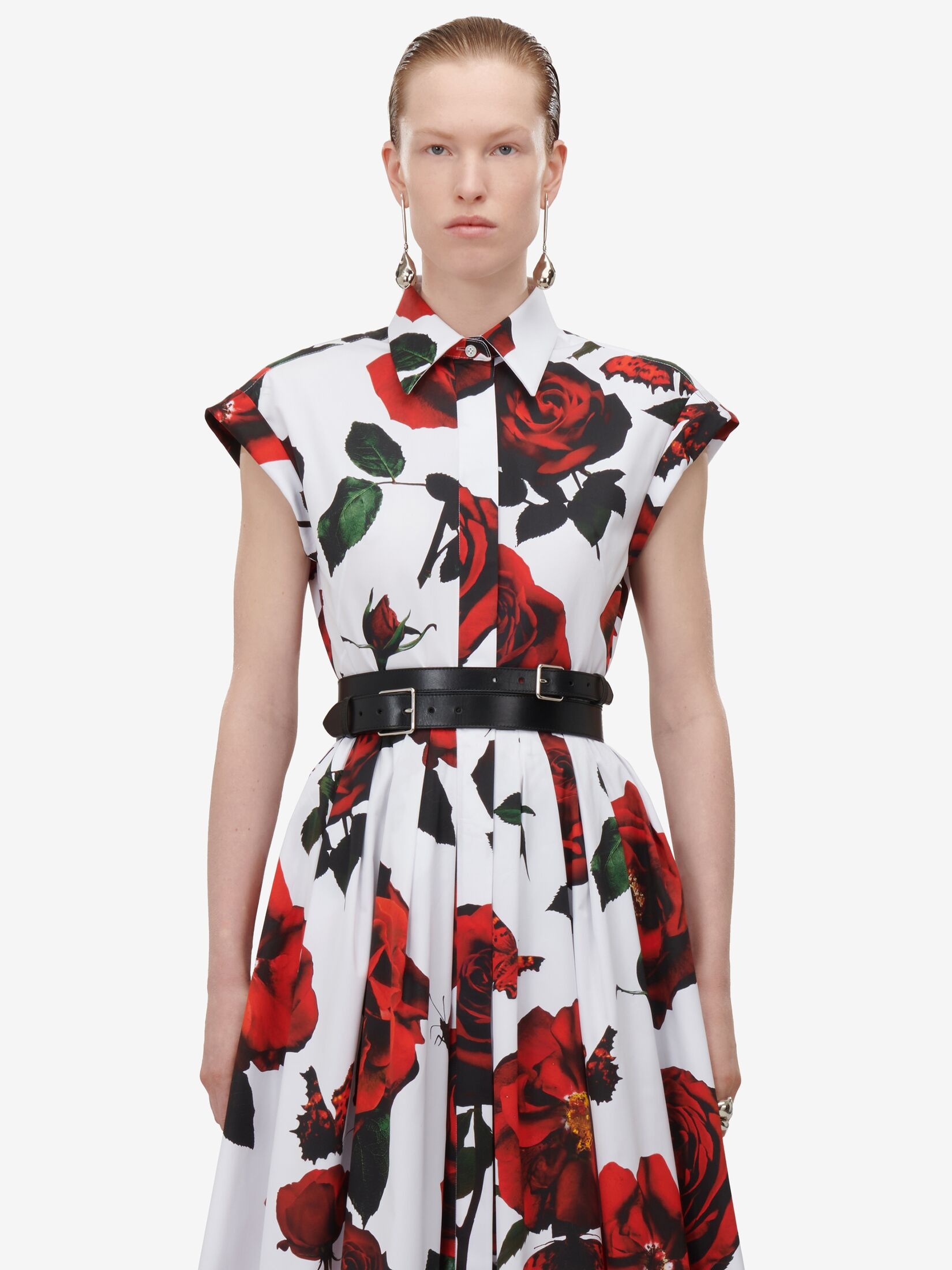 Women's Tudor Rose Flared Shirt Dress in Optic White - 6