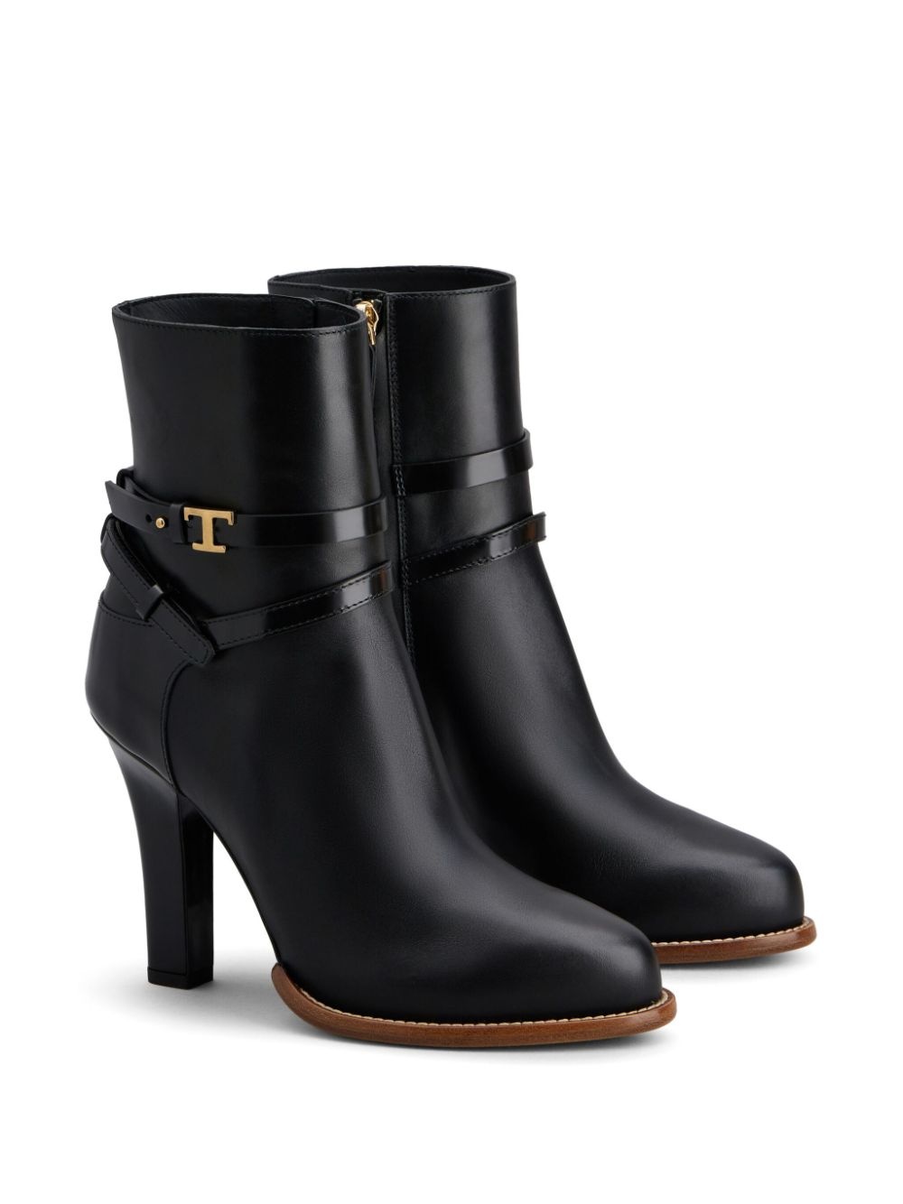 logo-plaque leather boots - 2