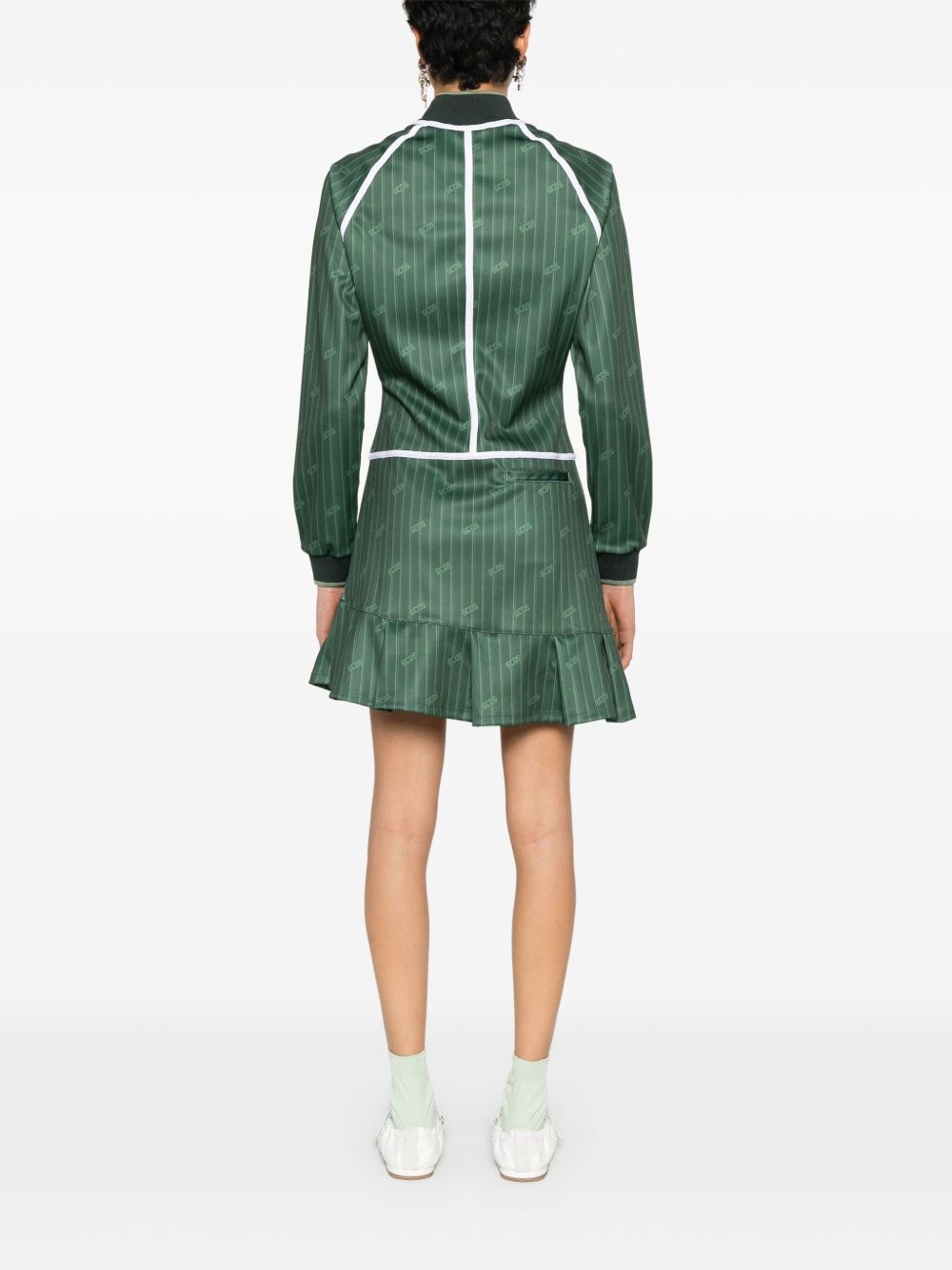 pinstriped zip-up mini dress - 4